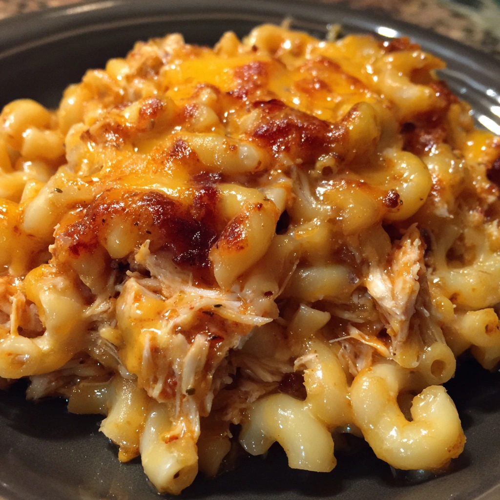 Crockpot BBQ Chicken Mac and Cheese