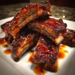 Crockpot BBQ Peach Ribs