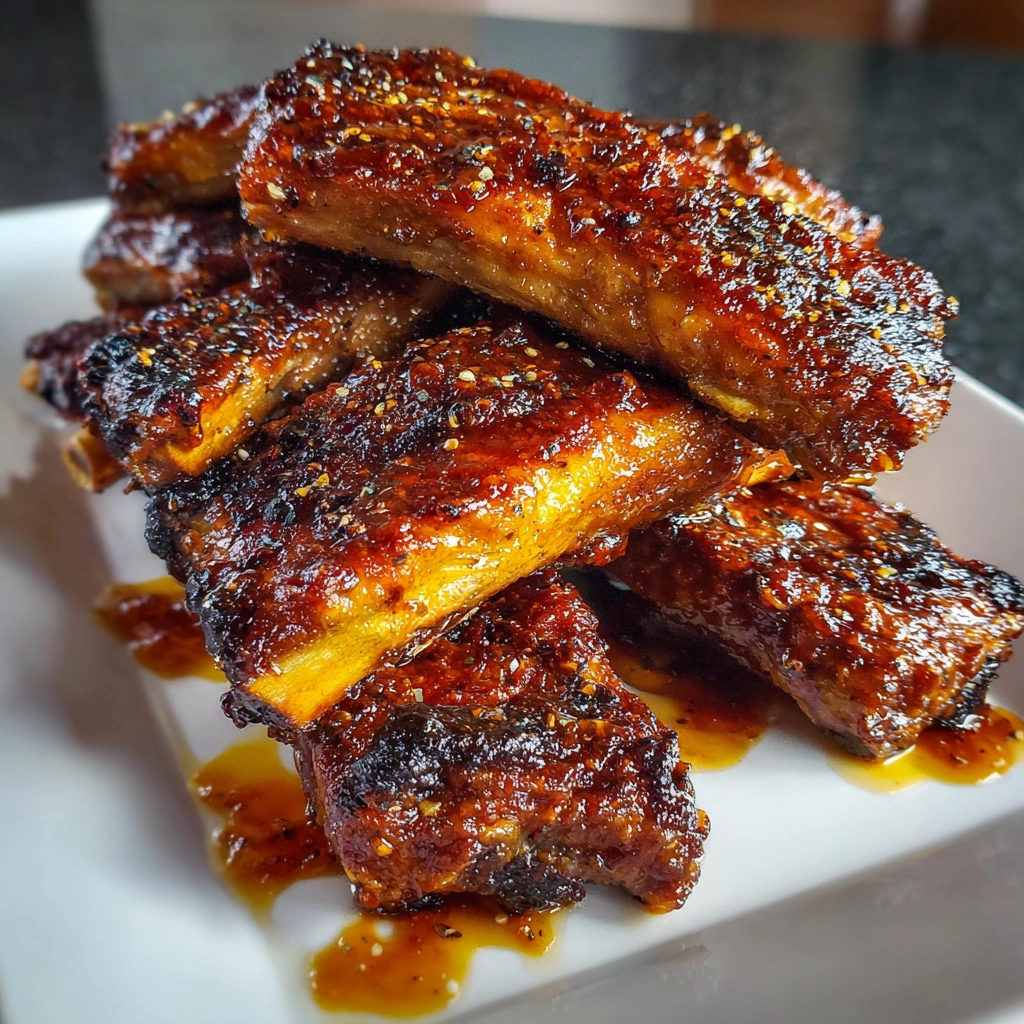 Crockpot BBQ Peach Ribs