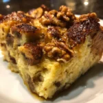 Crockpot Banana Bread Pudding with Walnuts