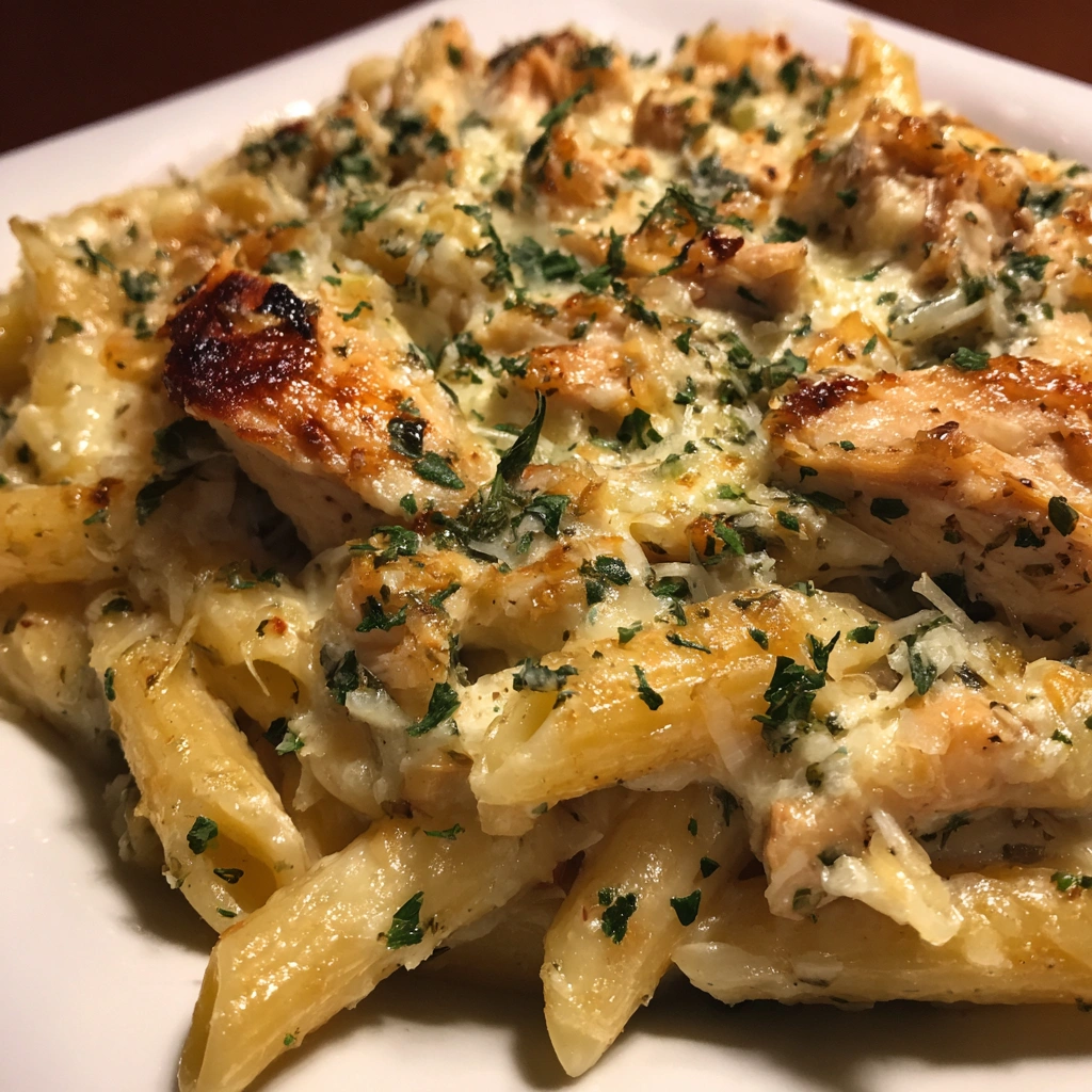 Crockpot Creamy Chicken Caesar Pasta