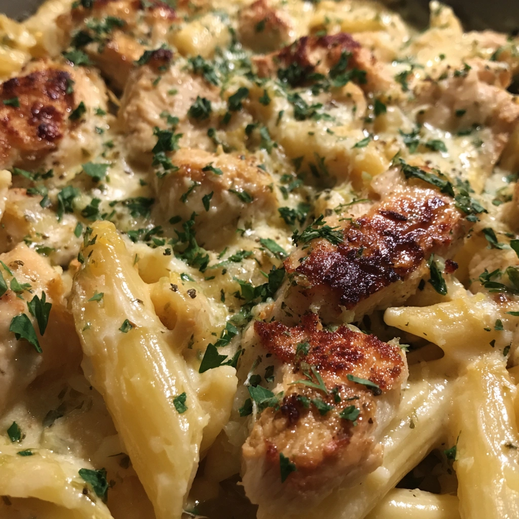 Crockpot Creamy Chicken Caesar Pasta
