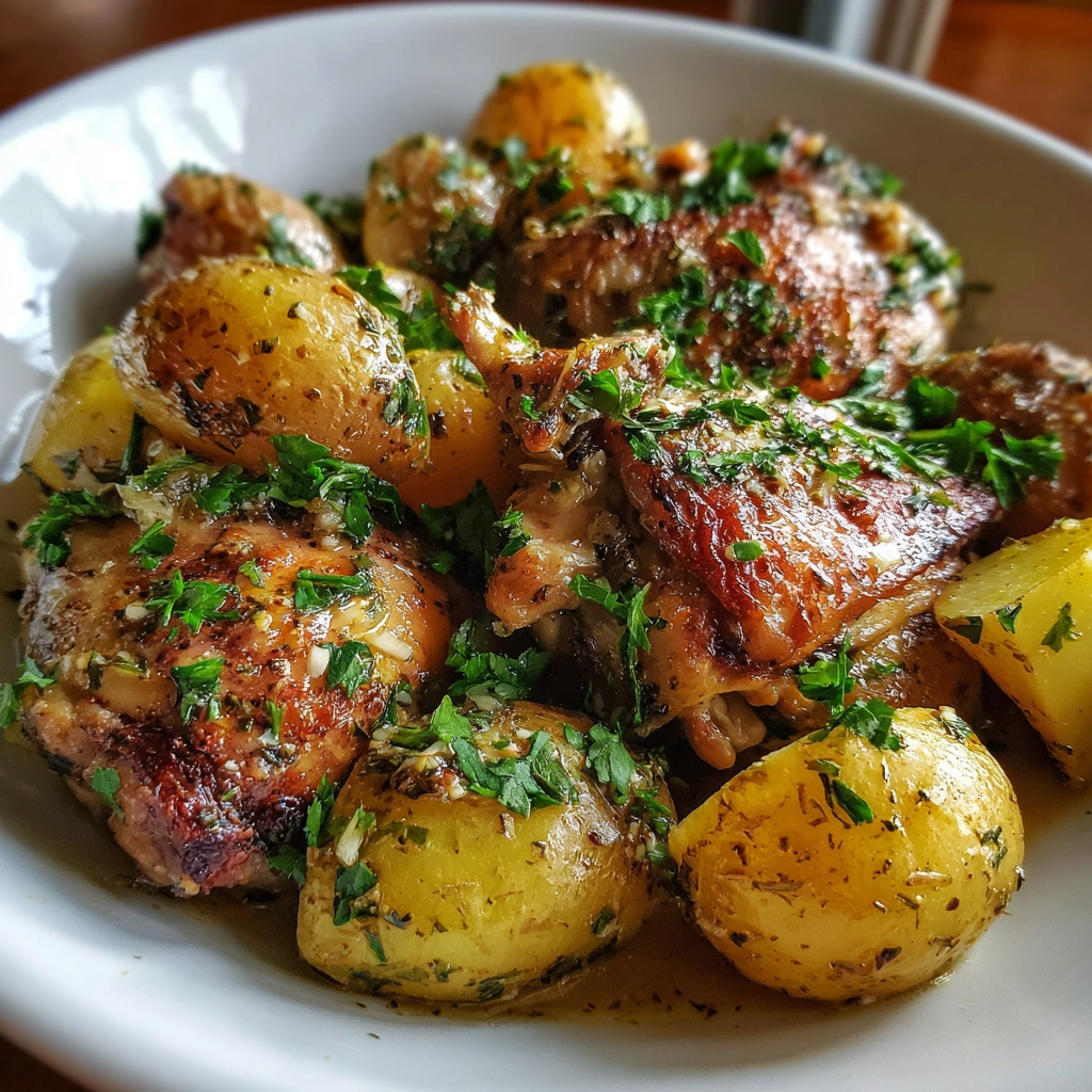 Crockpot Garlic Parmesan Chicken and Potatoes