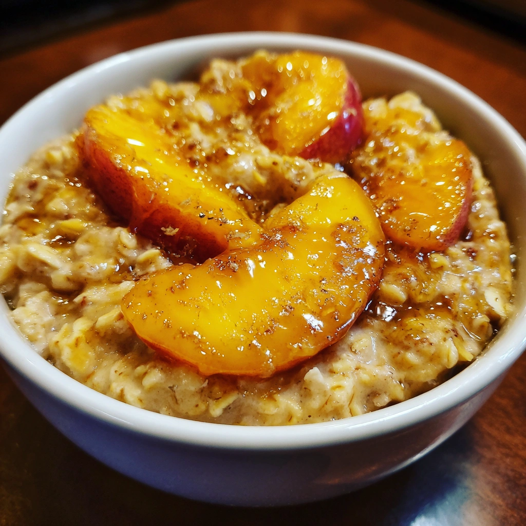 Crockpot Honey Butter Peach Oatmeal