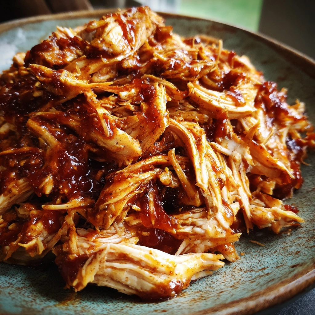 Crockpot Honey Peach BBQ Pulled Chicken