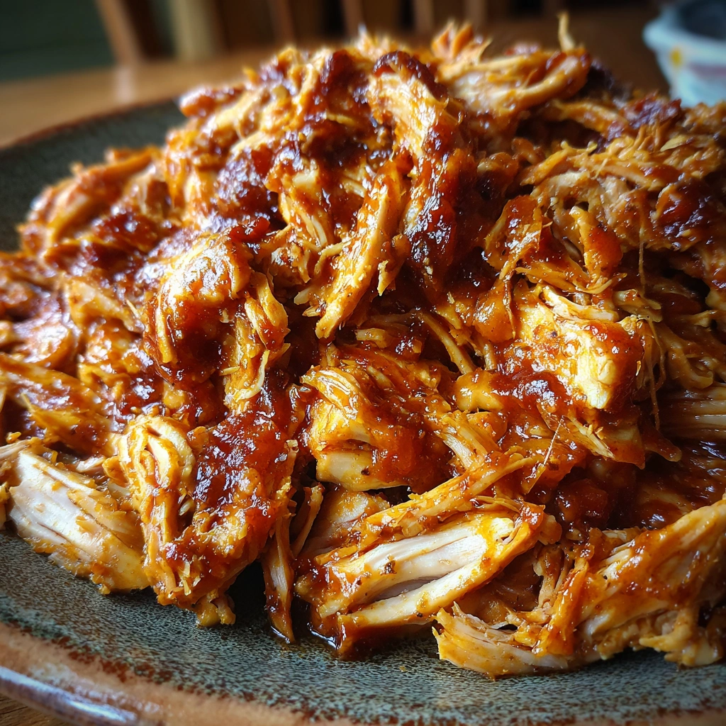 Crockpot Honey Peach BBQ Pulled Chicken