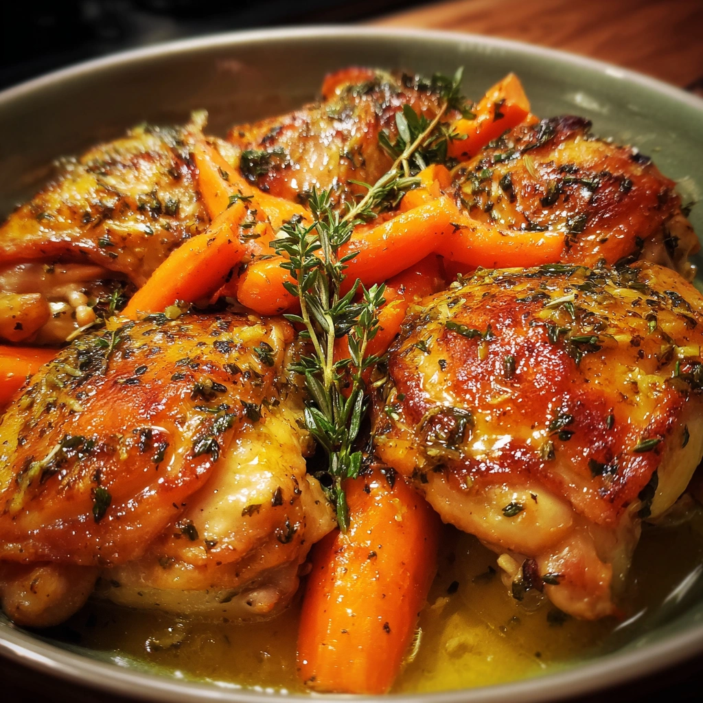 Crockpot Lemon Herb Chicken with Carrots