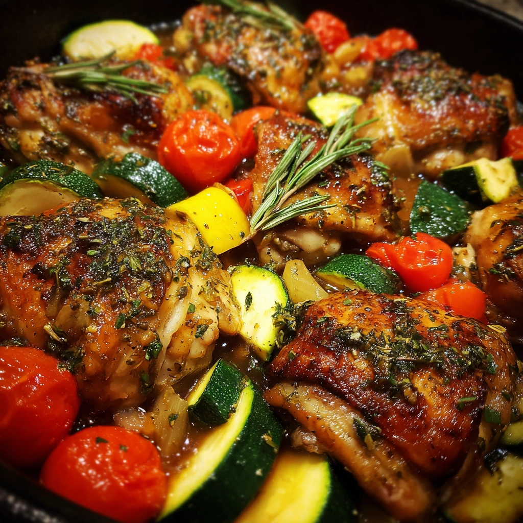 Crockpot Lemon Herb Chicken with Summer Vegetables