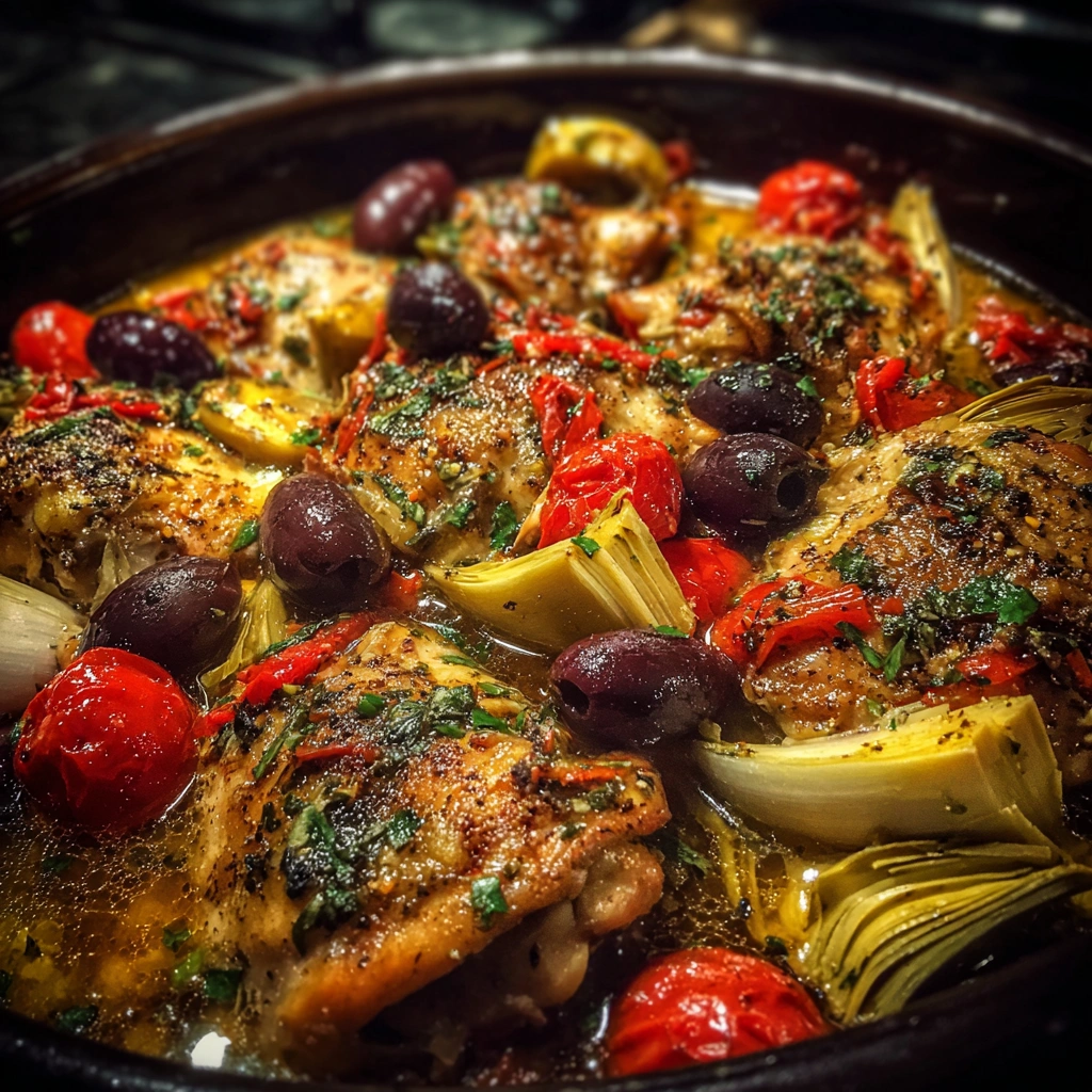 Crockpot Mediterranean Chicken with Olives and Artichokes