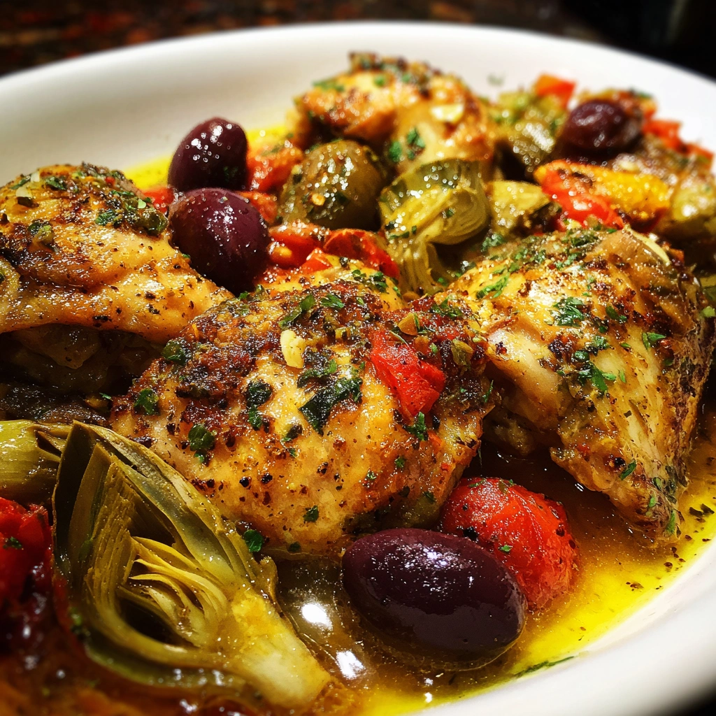 Crockpot Mediterranean Chicken with Olives and Artichokes