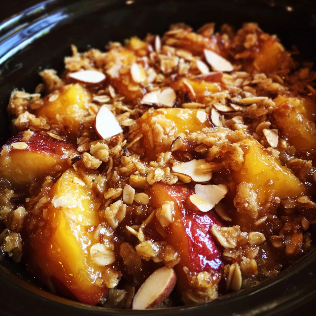 Crockpot Nectarine and Almond Crisp