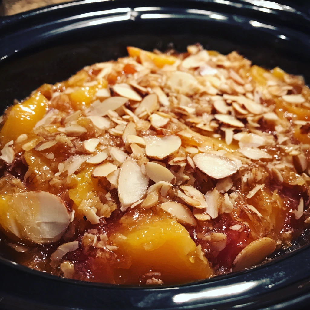Crockpot Nectarine and Almond Crisp