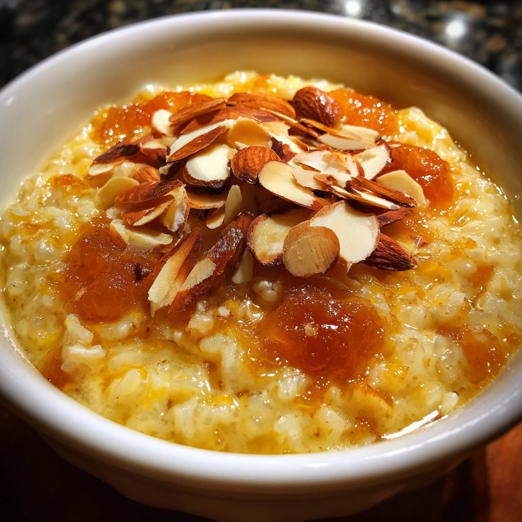 Crockpot Spiced Apricot and Almond Rice Pudding