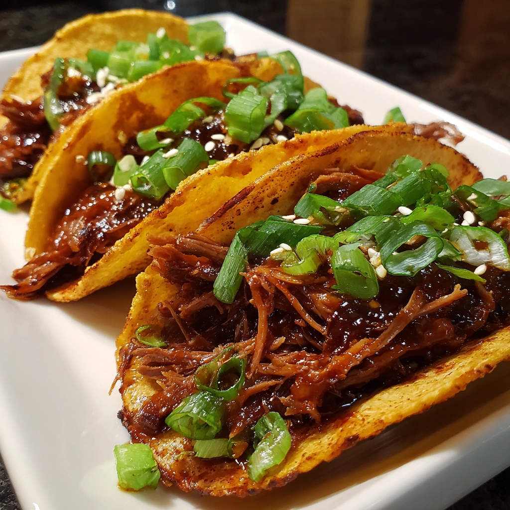 Crockpot Spicy Korean Beef Tacos