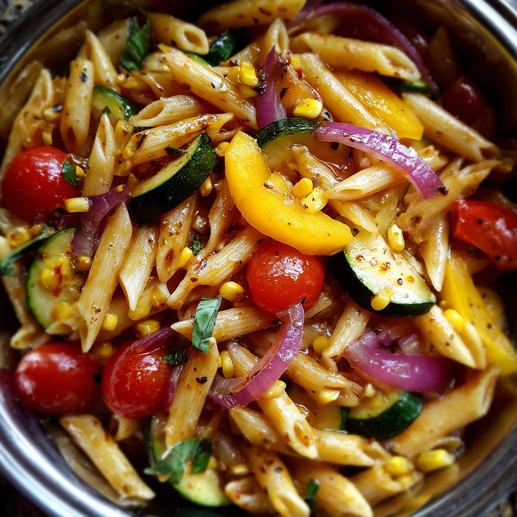 Crockpot Summer Veggie Pasta Salad