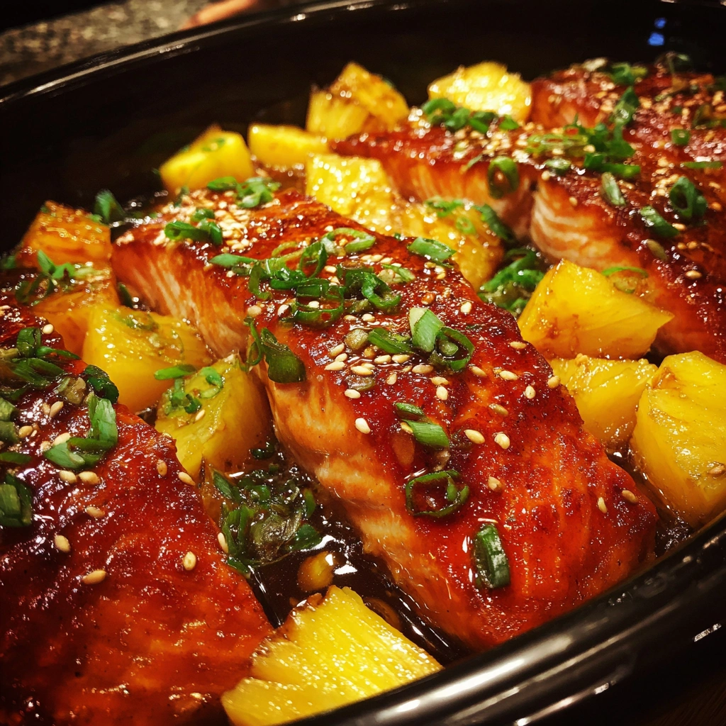 Crockpot Teriyaki Salmon with Pineapple
