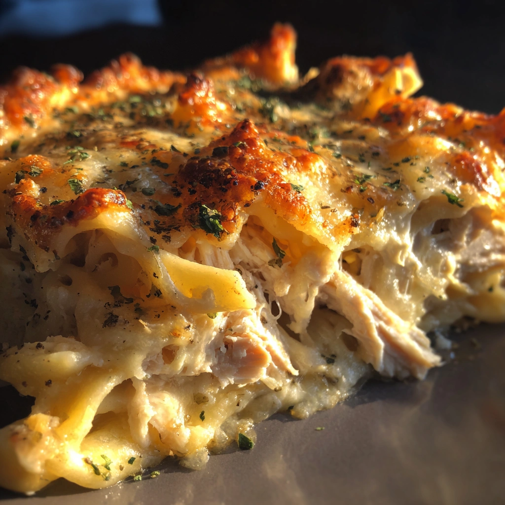 Slow Cooker Chicken Alfredo Pasta Bake