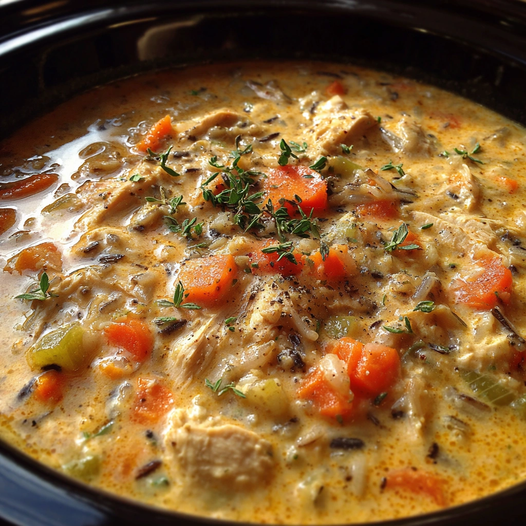 Slow Cooker Creamy Chicken and Wild Rice Soup