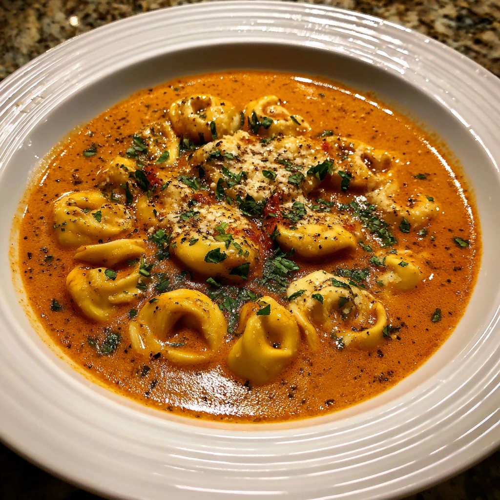 Slow Cooker Creamy Tomato Basil Tortellini Soup
