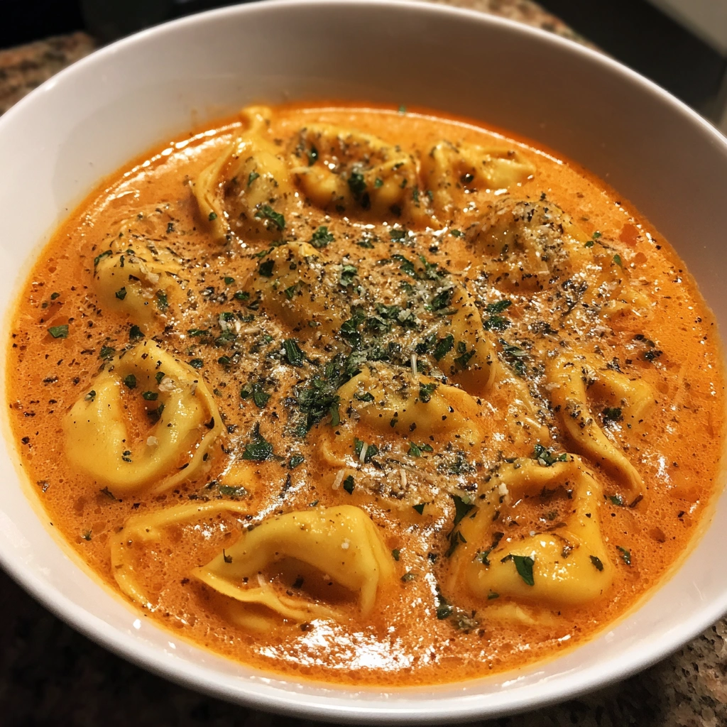 Slow Cooker Creamy Tomato Basil Tortellini Soup