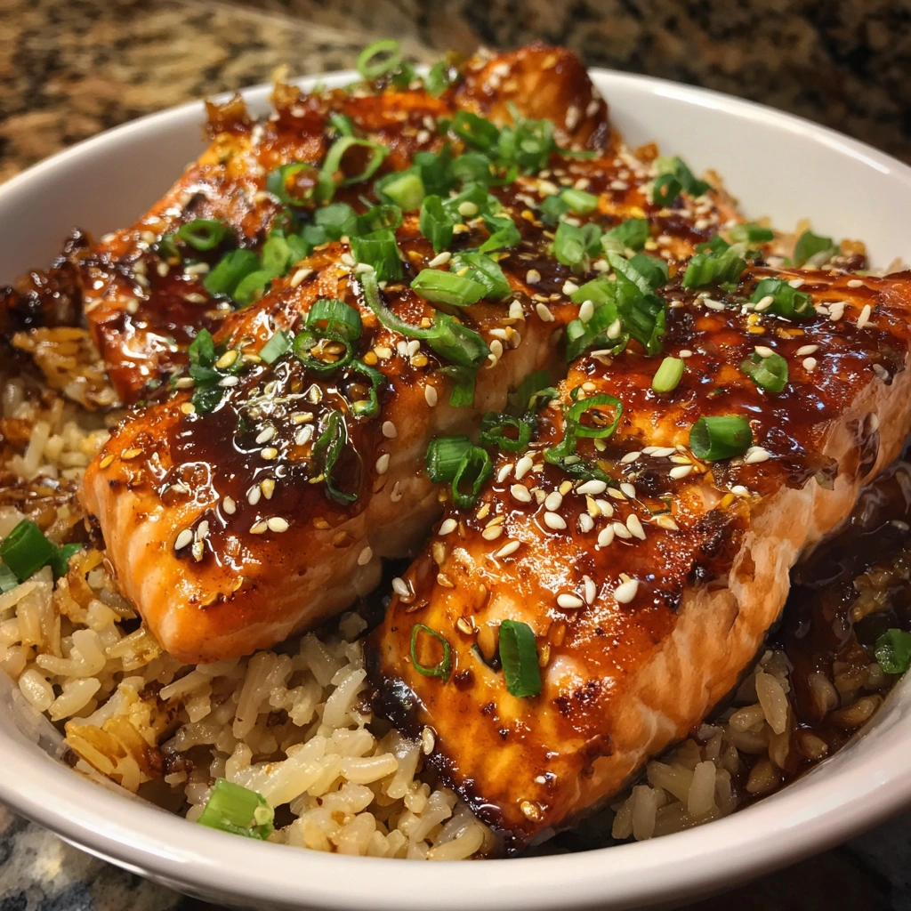 Slow Cooker Honey Garlic Salmon Bowl
