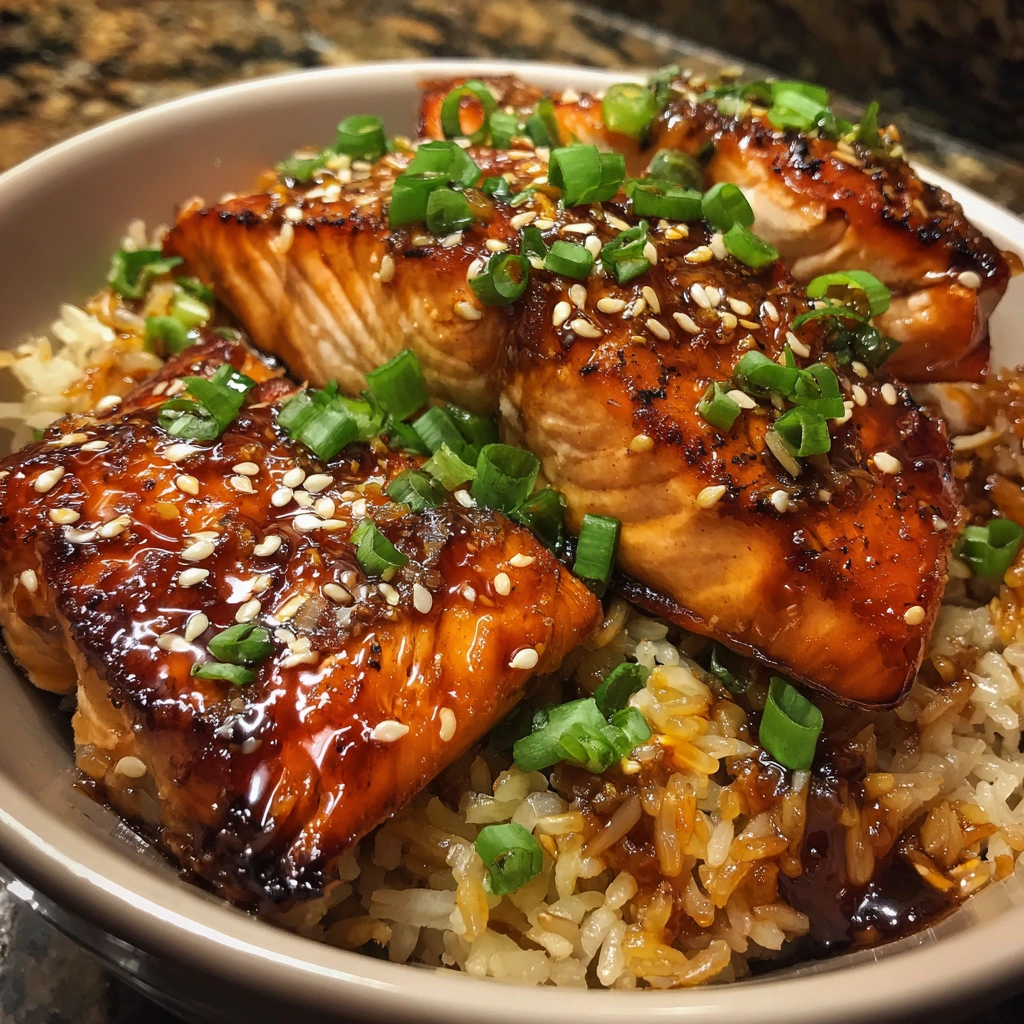 Slow Cooker Honey Garlic Salmon Bowl