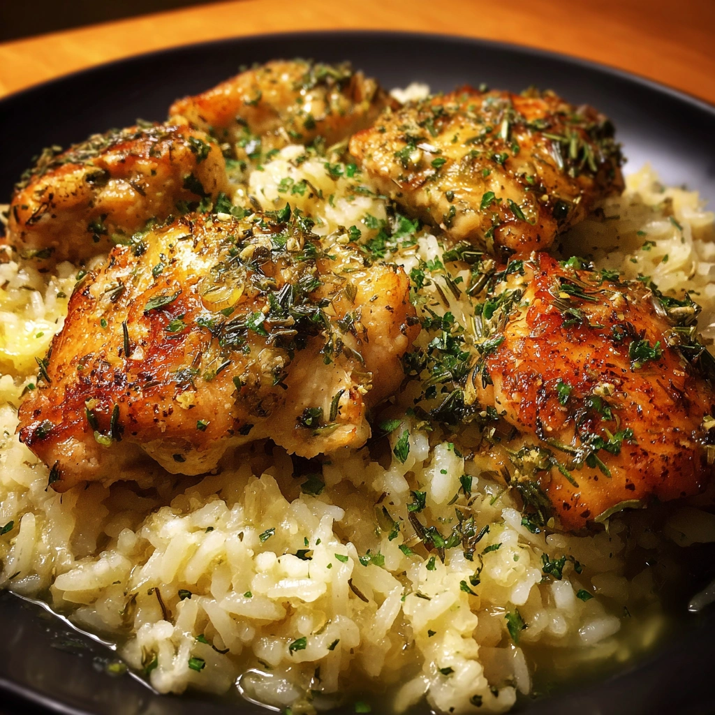 Slow Cooker Lemon Herb Chicken and Rice