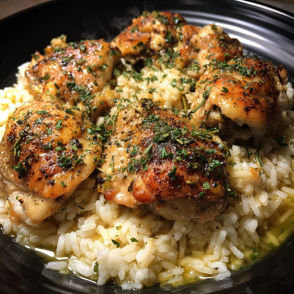 Slow Cooker Lemon Herb Chicken and Rice