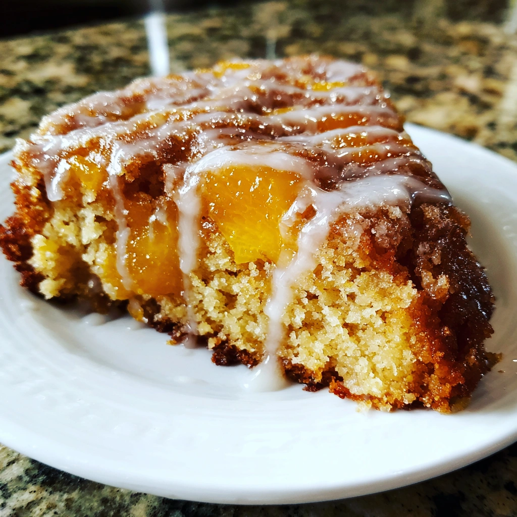 Slow Cooker Peach Bread with Vanilla Glaze