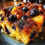 Slow Cooker Peach and Blueberry Bread Pudding