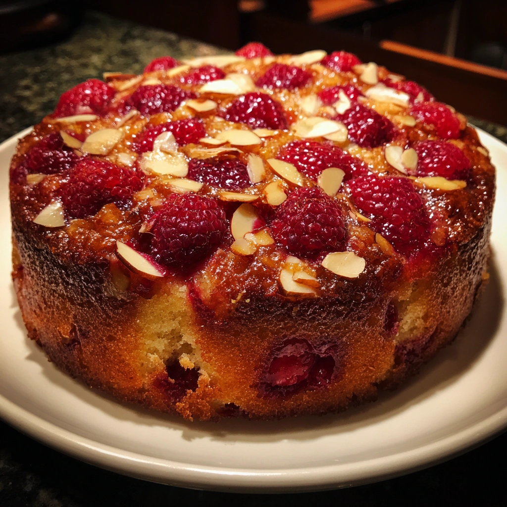 Slow Cooker Raspberry Almond Crumble Cake