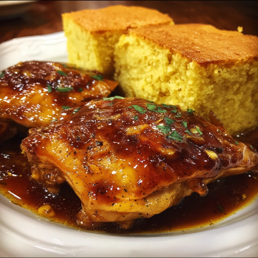 Southern-Style Crockpot BBQ Chicken with Honey Butter Cornbread