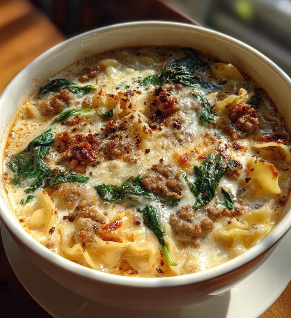 Creamy Alfredo Lasagna Soup