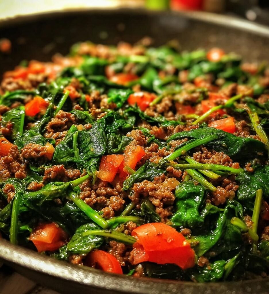 Ground Beef Spinach Skillet