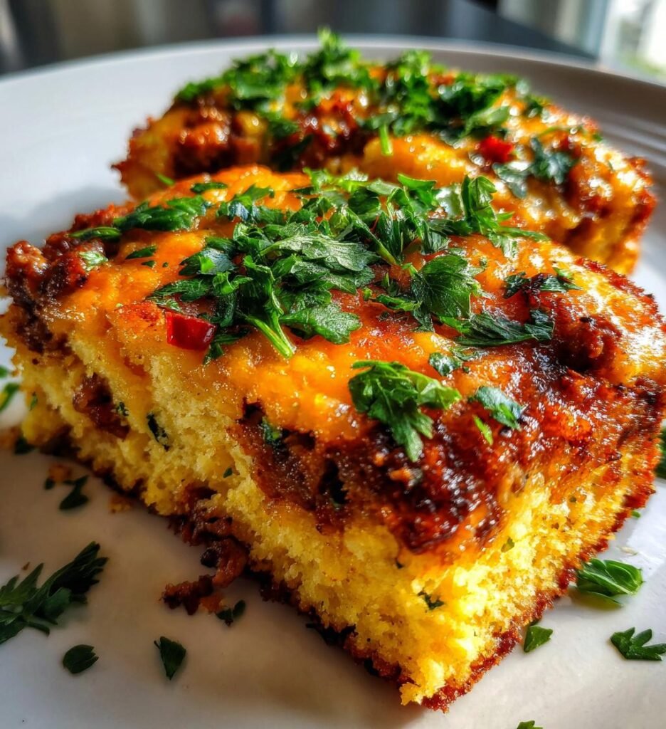 Loaded Chili Cheese Cornbread Bake