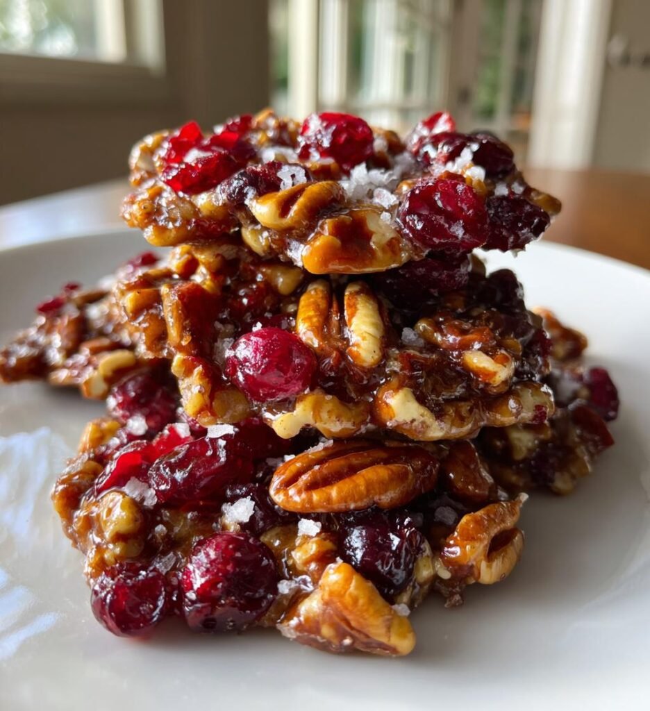 No Bake Cranberry Pecan Praline Cookies