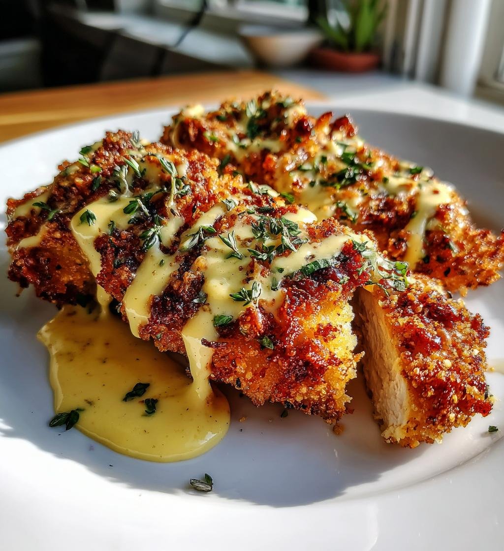 Pretzel Chicken with Mustard Cheddar Sauce - detail 1