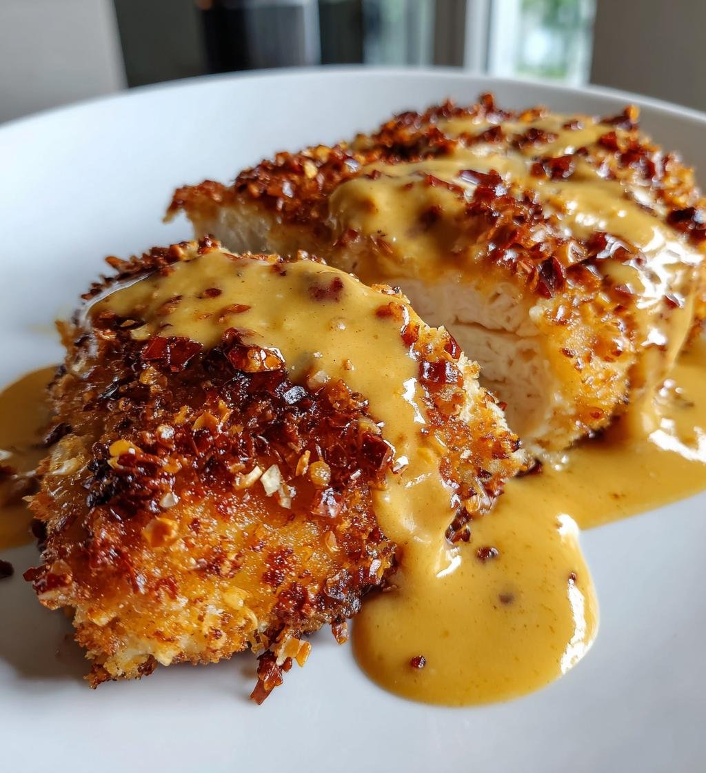 Pretzel Chicken with Mustard Cheddar Sauce - detail 1