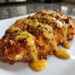 Pretzel Chicken with Mustard Cheddar Sauce