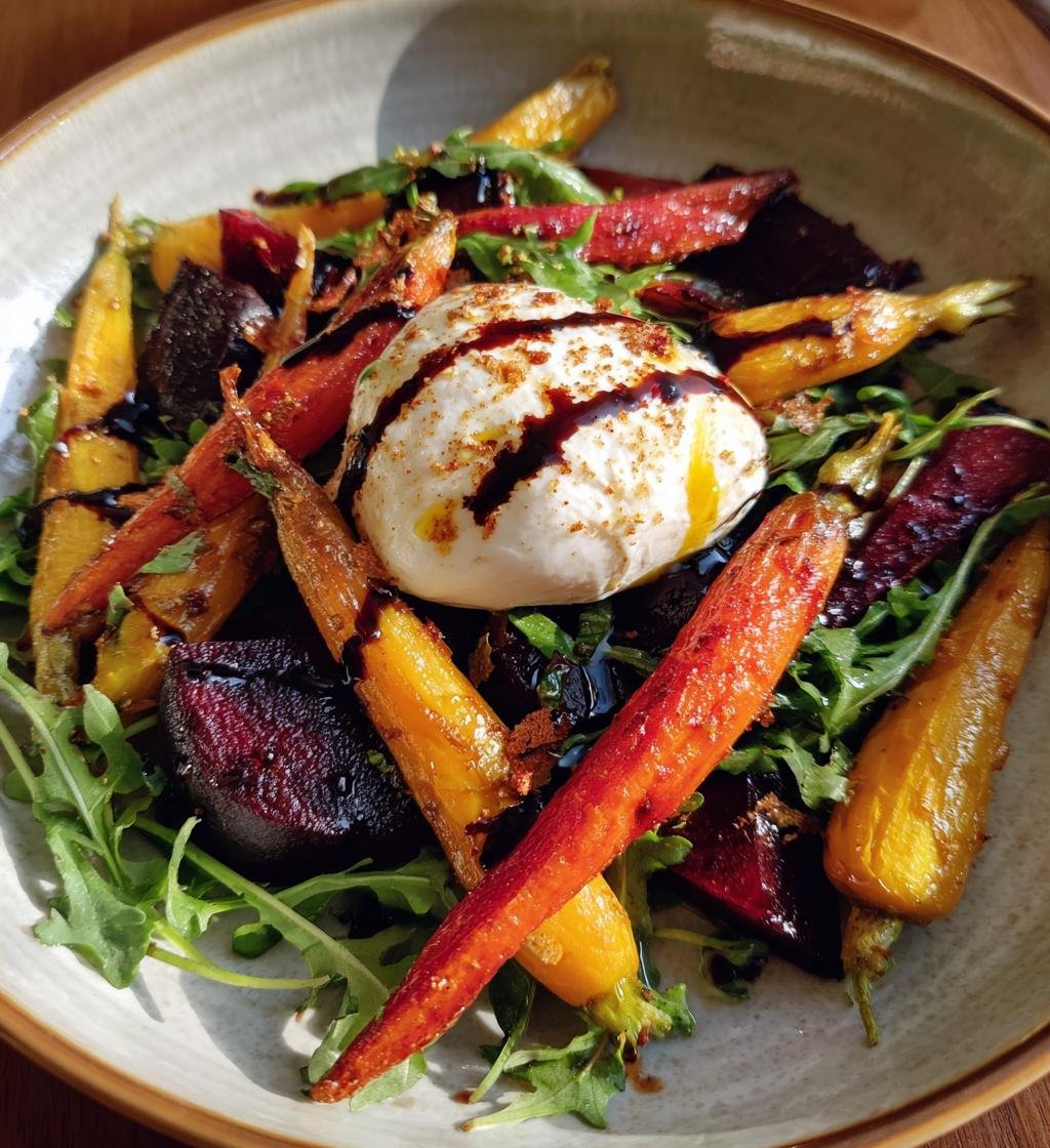Roasted Beets And Carrots With Burrata Salad