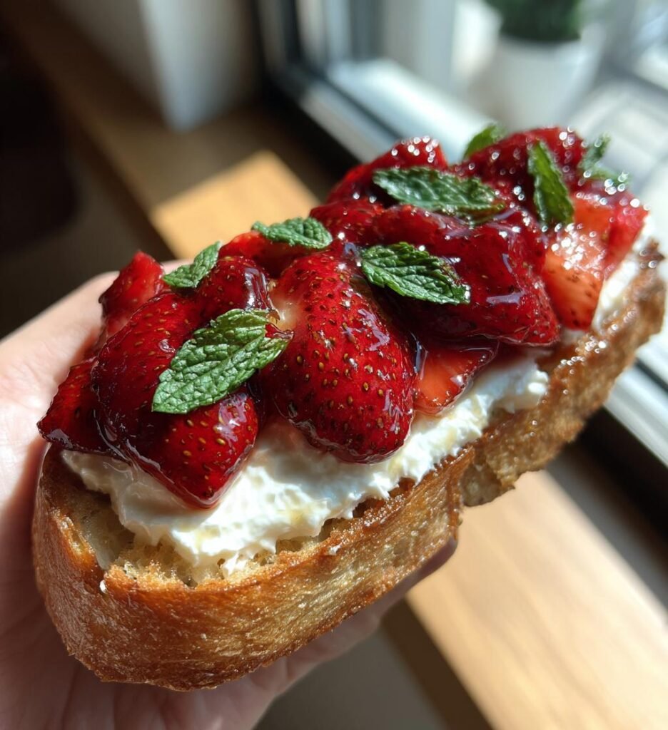Roasted Strawberry Whipped Ricotta Toast