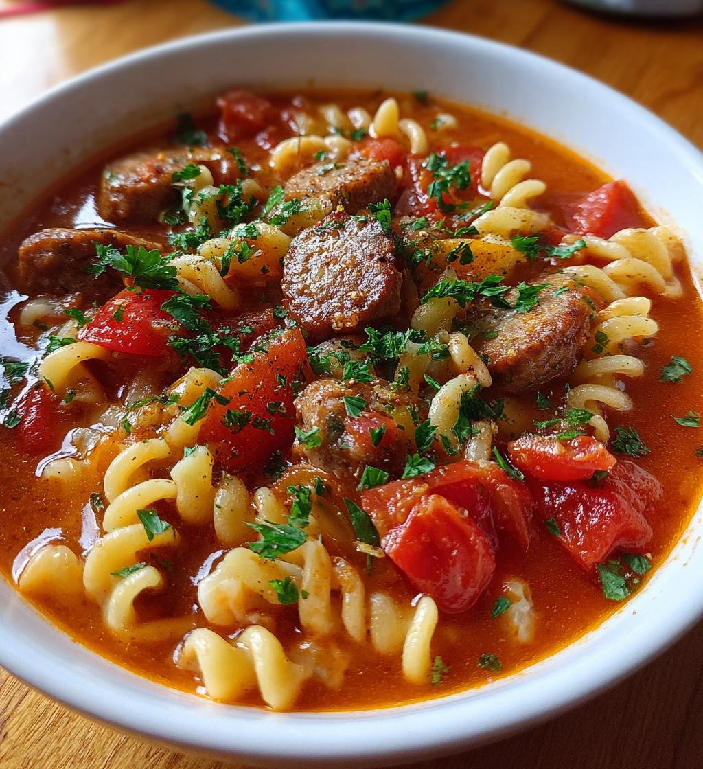 Sausage and Tomato Pasta Soup - detail 1