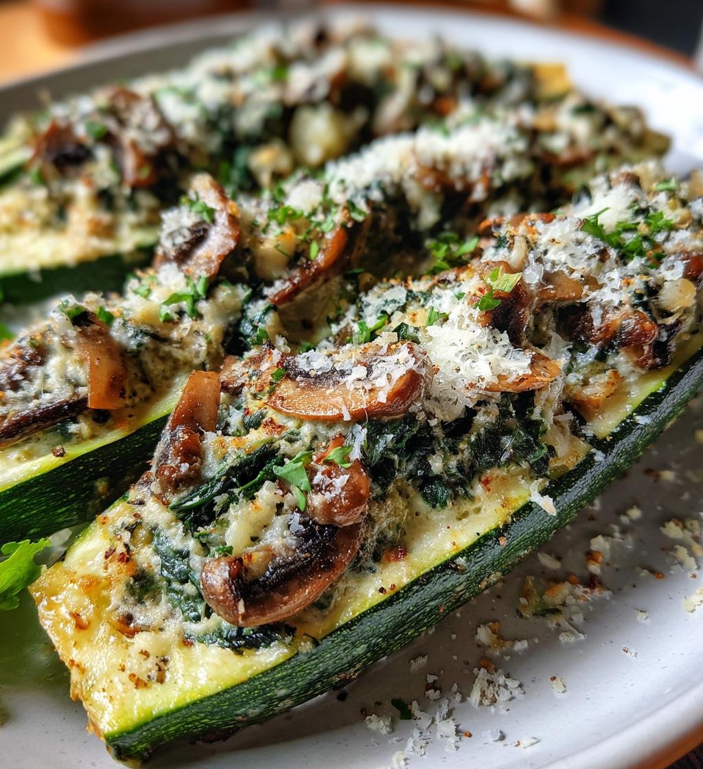 Spinach Mushroom Ricotta Stuffed Zucchini - detail 1