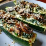 Spinach Mushroom Ricotta Stuffed Zucchini