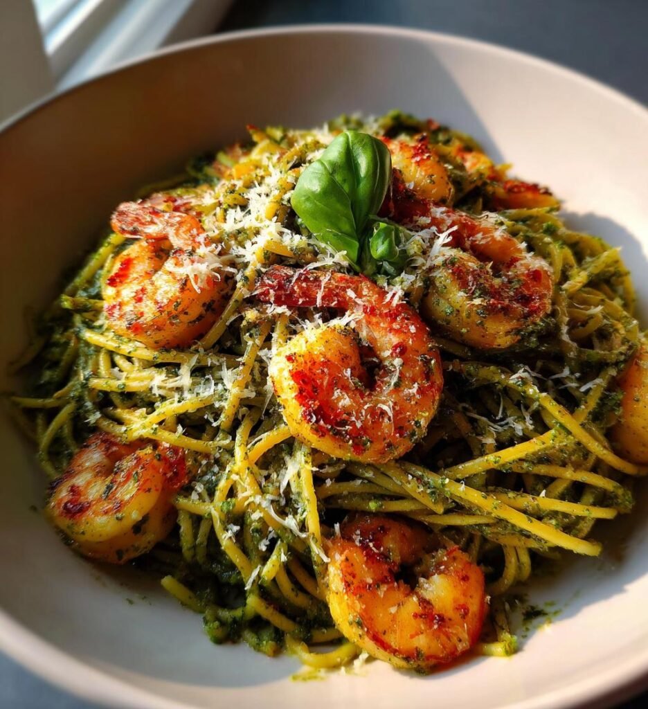 Thai Shrimp Basil Pesto Pasta