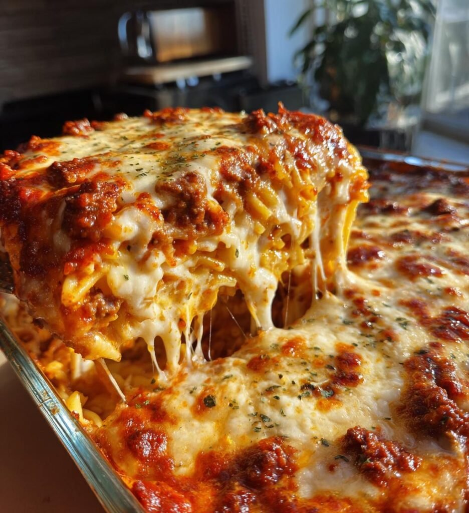 Baked Cream Cheese Spaghetti Casserole
