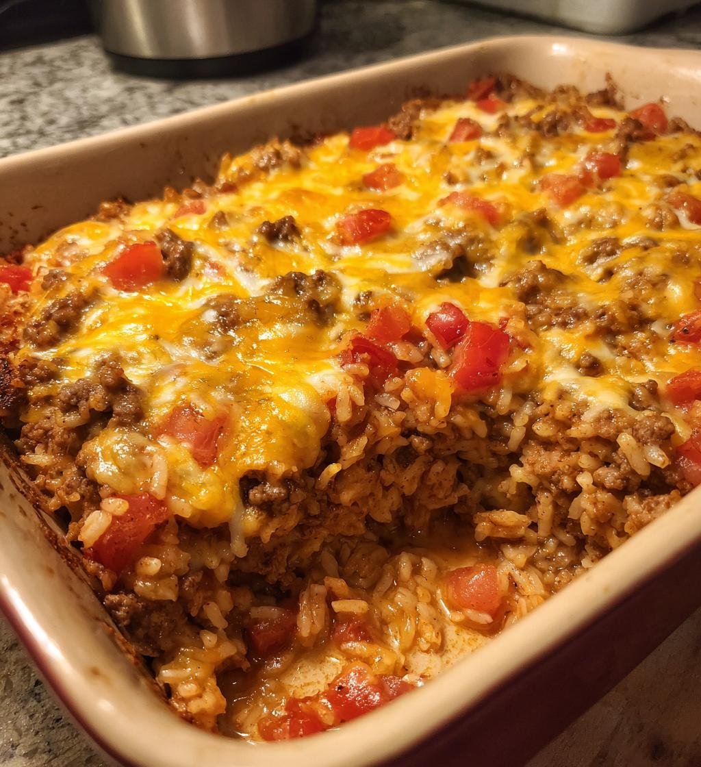 Cheesy Hamburger Rice Casserole - detail 1