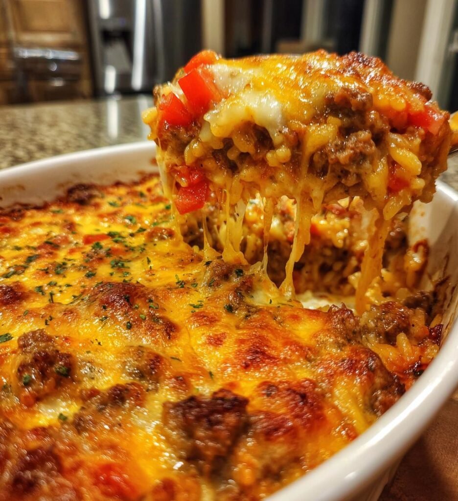 Cheesy Hamburger Rice Casserole