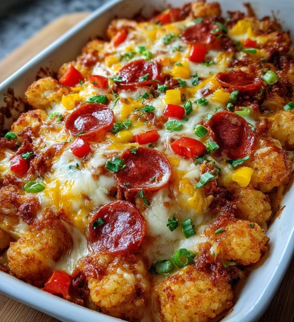 Cheesy Pizza Tot Casserole