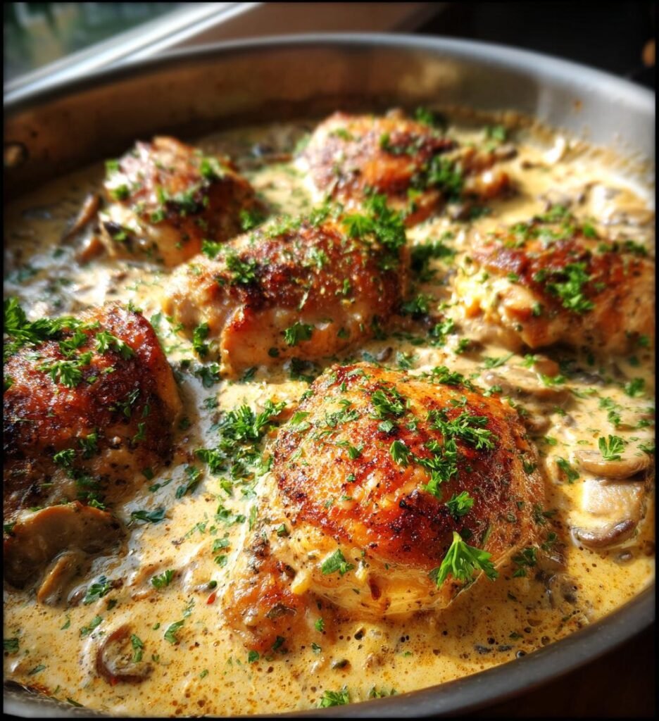 Chicken In a Creamy Asiago Mushroom Sauce